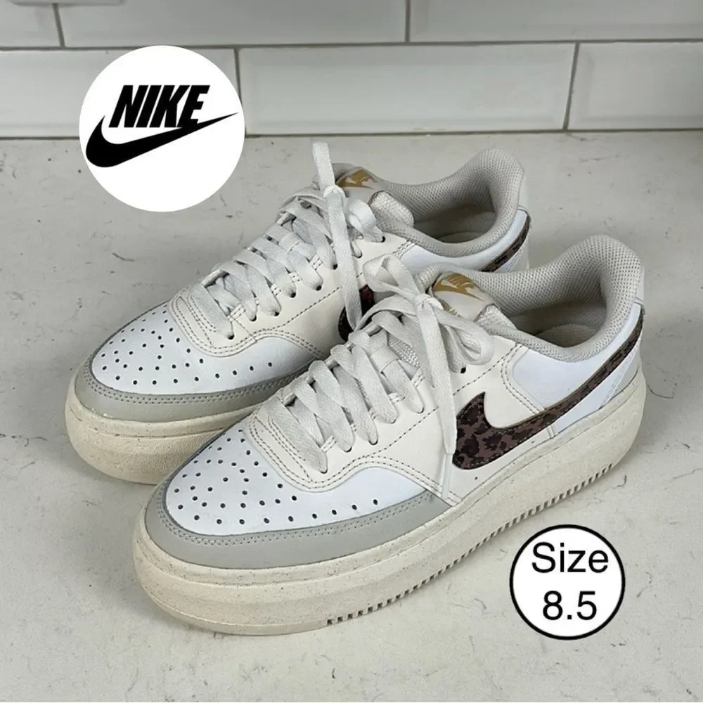 Nike Court Vision Alta Platform Shoes White Leopard DO2791 100 Women Size 8.5